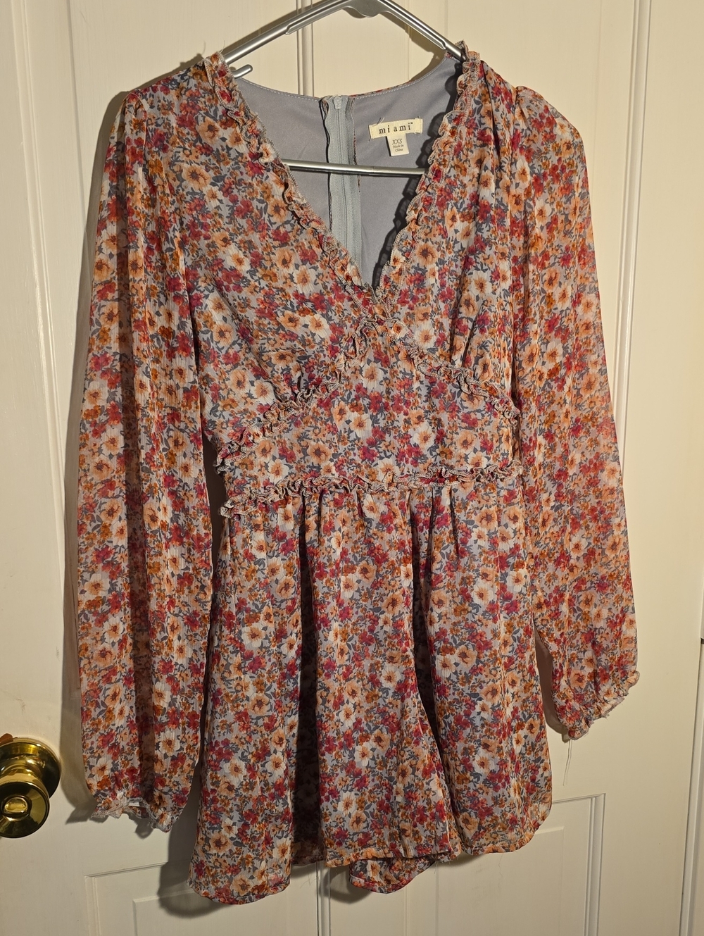 ADORABLE! miami Brand Cottagecore Babydoll Floral Jumpsuit Size XXS